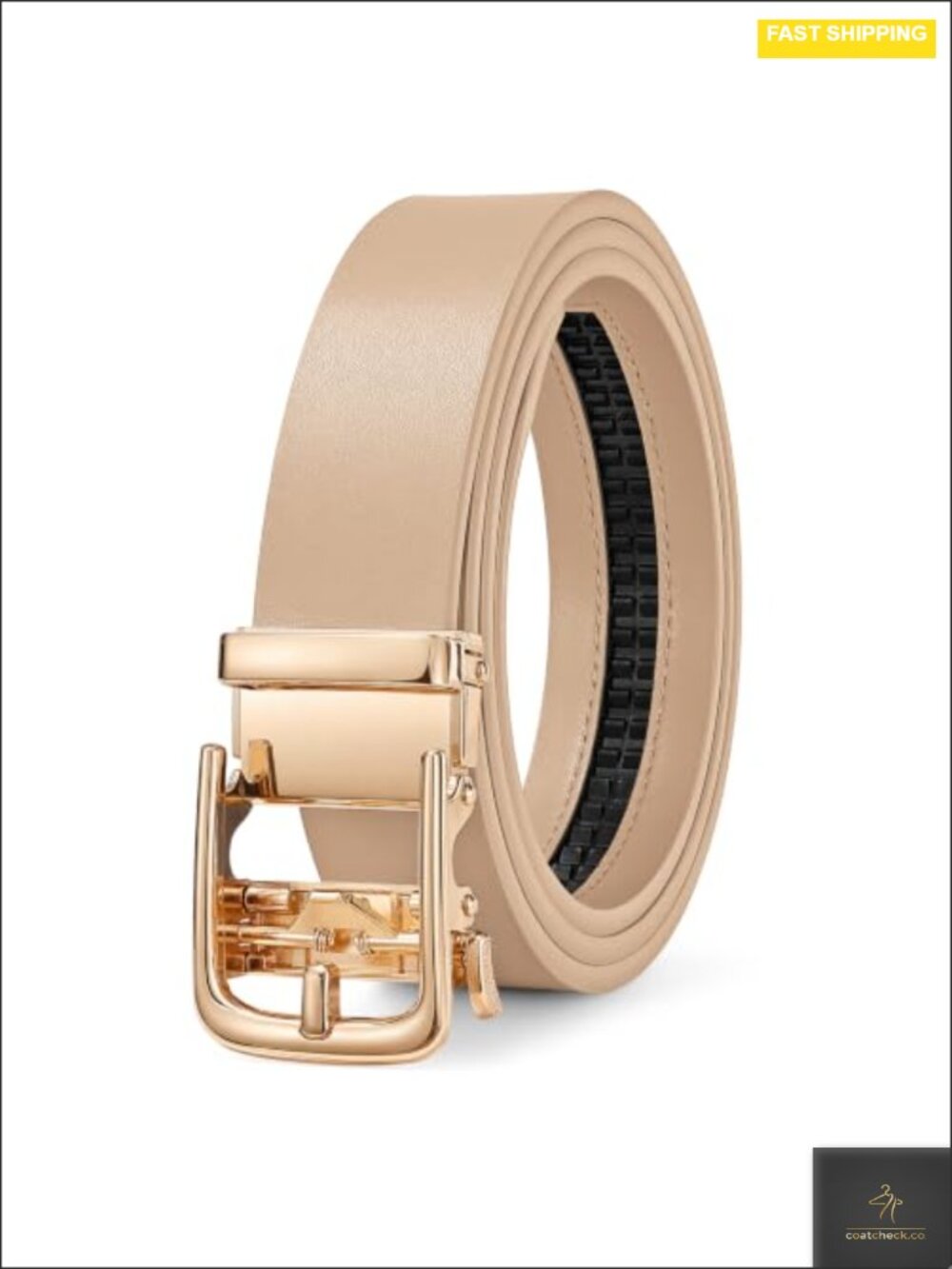 Faux Leather Ratchet Belt for Women - Adjustable No-Hole Buckle - Casual Dress